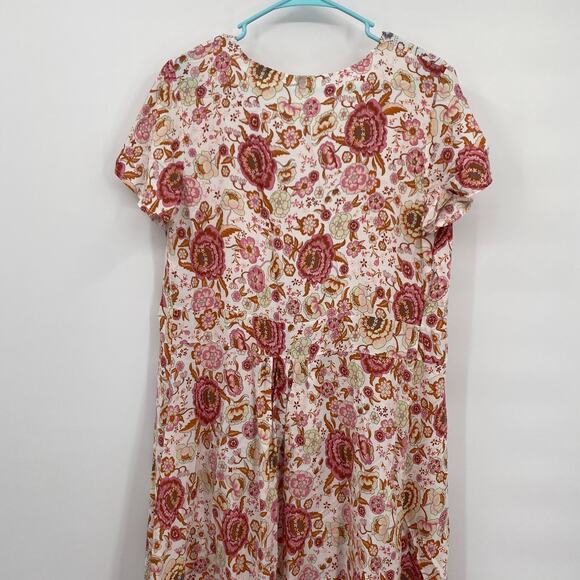 Unbranded Floral V-Neck Tie Open Front Coverup Maxi Dress Pink Size Medium - Picture 8 of 10